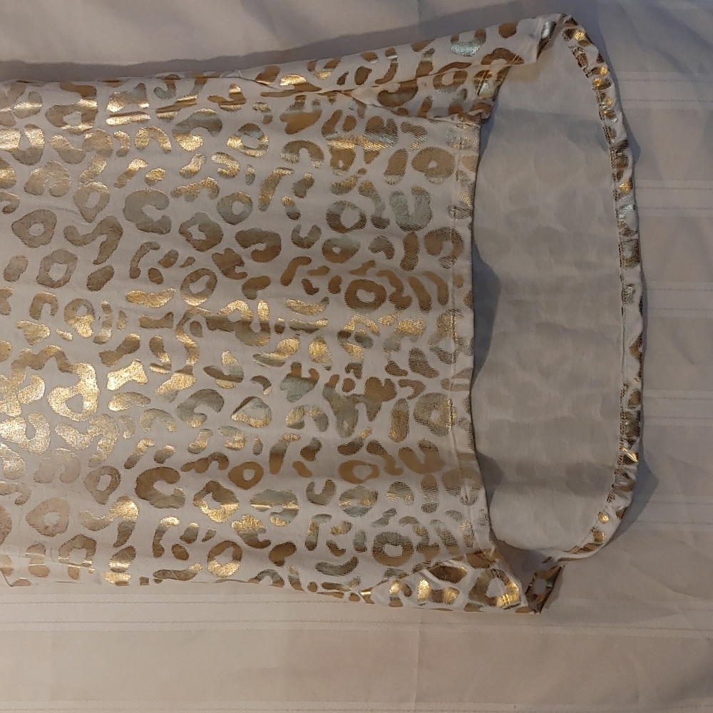 Saks Fifth Avenue Y2K vintage White Tank Top with Gold Leopard Foil - Picture 3 of 6